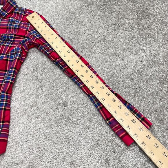 J.Crew Perfect Fit Shirt Women XXS Red Blue Plaid Button Down Long Sleeve Cotton - Picture 10 of 11